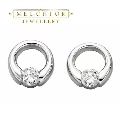 £22.99 • Buy Melchior Jewellery Sterling Silver Clear Cubic Zirconia Disc Stud Earrings