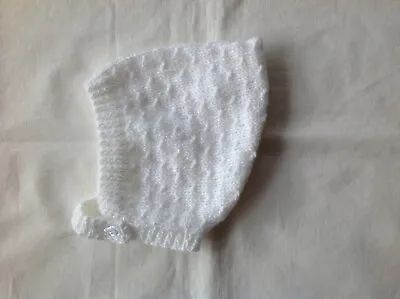 Hand Knitted Baby Vintage Style Pixie Bonnet (0-3 Months) In White • £6