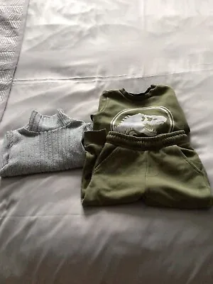 Jurassic World Boys Jogger Set + Grey Polo Neck Size 12-18 Months • £5.99