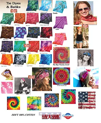 Hav-A-Hank BATIK&TIE DYE BANDANA Bandanna COTTON Head Face Neck Wrap Mask Scarf  • $11.97