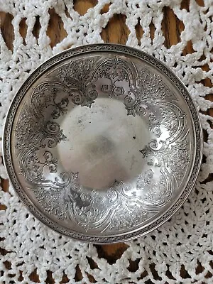 Vintage Wilcox Silver Plate Trinket Dish Bowl  Ornate Accents 5 W×.75  • $10.62