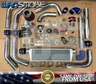 T3/t4 Universal Turbo Charger Kit 5 Bolt Pipe+wastegate+intercooler+bov Blue • $564.99