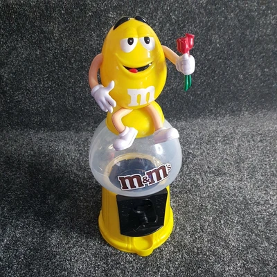 £10 • Buy Rare M&M's Chocolate Sweet Candy Coin Dispenser Yellow MnM Holding Red Rose 