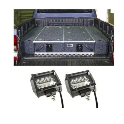$487.95 • Buy Titan 1300mm Ute Rear Drawer System + Wings + Adventure Kings 4  LED Light Bar