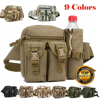 Men Tactical Military Pocket Travel Hiking Water Bottle Fanny Pack Waist Bag • $35.99