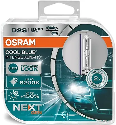 2x OSRAM D2S XENARC COOL BLUE INTENSE NEXTGEN 6200K +150% Xenon Burner 2024 NEW • $82.62