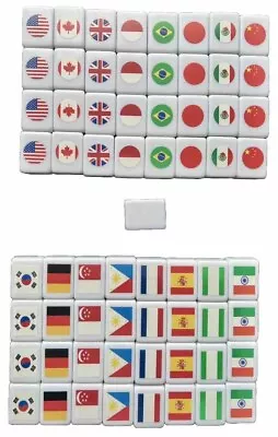 Countries Flags Mahajong Game Set 65 Tiles 3cm *2cm*1.4cm White-green • $45