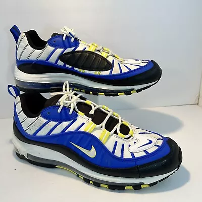 Nike Air Max 98 Racer Blue Black White Yellow Trim Size 12 Men's 2019 • $62.87