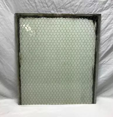 1 Piece Vintage 24x27 Industrial Chicken Wire Safety Security Glass Old 1078-23B • $150