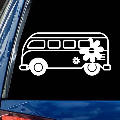 Hippie Bus Decal Vinyl Flower Power Retro 70s Bumper Sticker Choice Colors Size • $7.99