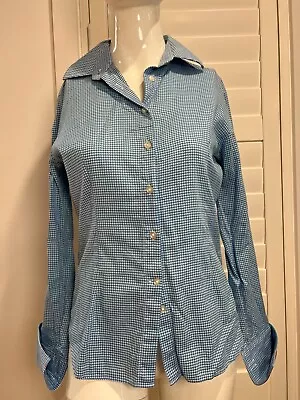 Rhodes & Beckett Designer Shirt Women's Ladies Sz 8 Egyptian Cotton Houndstooth • $13.50