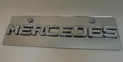 Mercedes Benz Chrome Mirrored License Plate Half Size Tag Crystal Emblems • $39.20