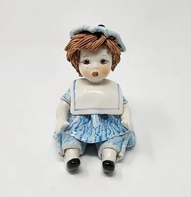 Vtg Signed Lino Zampiva Italy Spaghetti Hair Porcelain Girl/Child Figurine 4  • $25