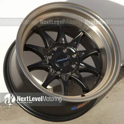 Circuit CP29 15x8 4-100 4-114.3 +0 Flat Black Bronze Lip Wheels Fits Mazda Miata • $441.99