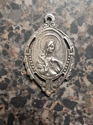 Vintage Sacred Heart Of Jesus Christ & Blessed Virgin Mary Medal  • $20