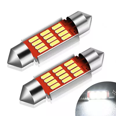 2pc White 36MM C5W DE3423 Festoon LED Interior License Plate Dome Map Light Bulb • $8.54