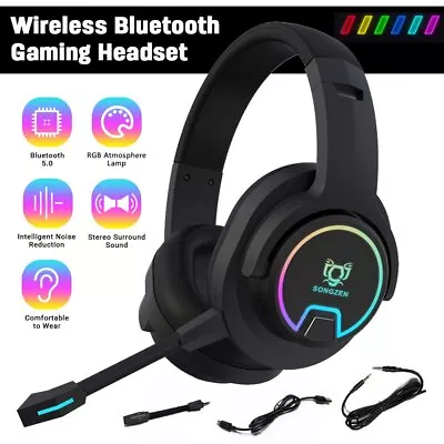 $55.89 • Buy Bluetooth 5.0 Wireless RGB Gaming Headset With Mic Over Ear Headphones For PC AU
