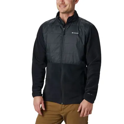 Columbia Mens Fleece Jacket Full Zip Long Sleeve Winter Top Black Coat New S-2XL • $50.52