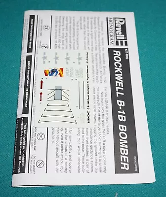 B-1B Bomber Revell 1/48 Decals & Instructions. • $29.99