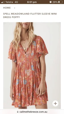 $143 • Buy Spell Meadowland Flutter Sleeve Mini. Size L  RRP $289