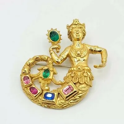 Vintage Mermaid Brooch Pin Jewelry Rhinestones Enchanted Queen Ocean Sea Life • $299.99
