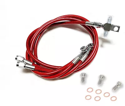 Streamline Steel Braided Front Brake Lines Stock Length Red Yamaha YFZ450 • $66.45