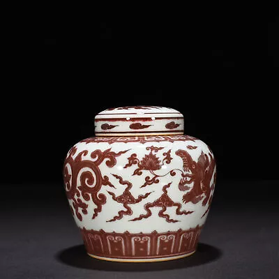 5.9  Old Antique Ming Dynasty Porcelain Chenghua Mark Underglaze Red Dragon Pot • $332