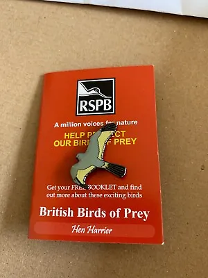 £3 • Buy RSPB Pin Badge HEN HARRIER On An RSPB Help Protect Our Birds Of Prey (red) Card