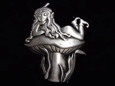 Vintage Jj Pewter Pin **pixie On A Mushroom ** Rare **very Nice Fantastic • $7.95