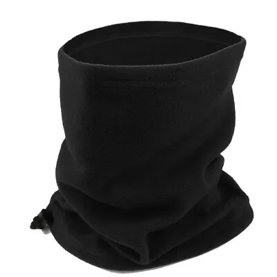 Black Fleece Snood For Men Face Muffler Thermal Neck Ear Warmer Scarf Polo Style • £3.08