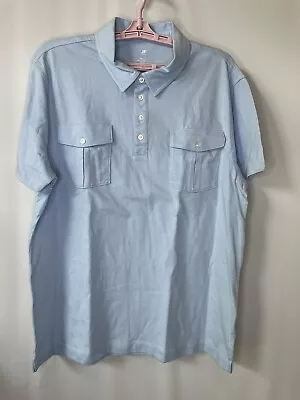 J. Ferrar Men’s Short Sleeve Polo Shirt With Flap Pockets Blue Size Large NWT • $24.20