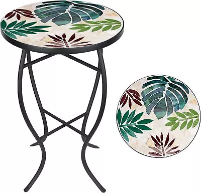 VCUTEKA Mosaic Side Table 21  Round End Table With 14  Ceramic Tile Green  • $78.23