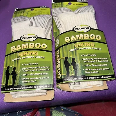 Ecosox Bamboo Hiking Socks 2 Pair In Original Pk. Shoe Size 9-12 Sock Size 10-13 • $18.99