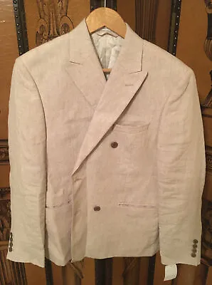 Bar III Slim-Fit Textured Linen Suit Jacket Mens Cream Sport Coat Size 40S • $49.99