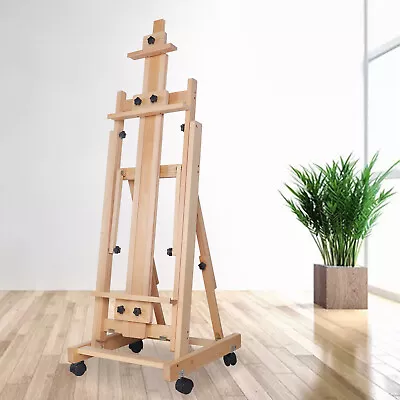 Extra Large Studio H-Frame Easel Adjustable Solid Beech Wood Artist Easel Movabl • $137.75