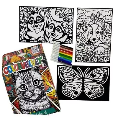 4 Pack Velvet Coloring Posters- Young Kids- Arts & Craft Kit Includes A Cat  • $34.16
