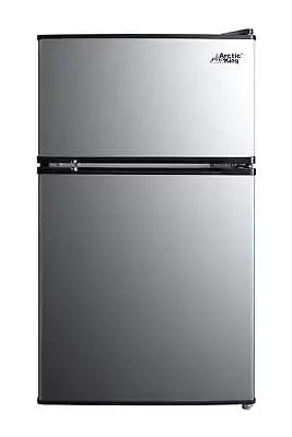 2 Door Mini Fridge Freezer Stainless Steel Dorm Office Garage Small Refrigerator • $159.99