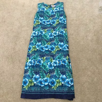 VTG R&K Originals Petite Womens Hawaiian Summer Dress Size 14P Blue Floral Zip • $14.99