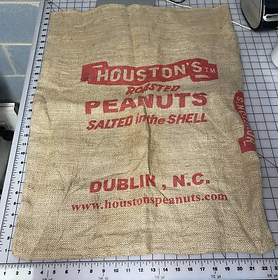 Vintage Houston’s Roasted Peanuts Burlap Sack. Dublin NC - BIG & BEAUTIFUL • $9.99