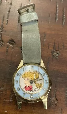 Rare Vintage 1964 Swiss Barbie Watch Mattel Inc. Blue Bezel Original Band PARTS • $9.99