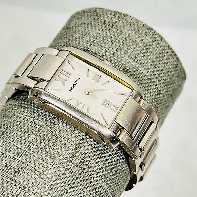 Fossil Watch Womens 25mm Rectangular Tank Style Silver Tone New Battery ES-1165 • $19.95