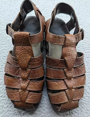 $319 Mephisto  Sam  Sz 8 Brown Leather Sandals Shock Absorb System Made In Italy • $0.99