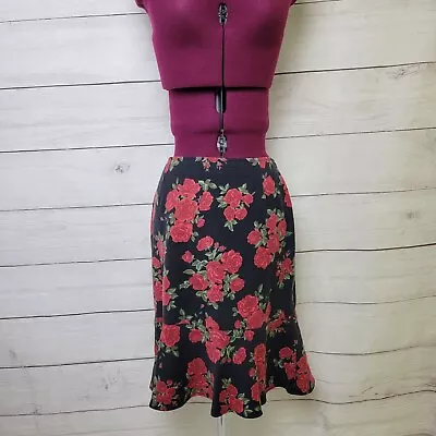 MOSCHINO Jeans A Line Floral Rose Print  SKIRT Ready To Wear IT 44 US L $299 • $129.99