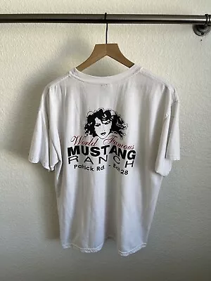 Vintage World Famous Mustang Ranch T-shirt Adult Size Large White Mens Y2K  • $14.99