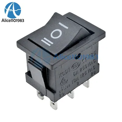 5PCS 6Pin DPDT ON-OFF-ON 3 Position Snap Boat Rocker Switch AC 6A/250V 10A/125V • $2.75