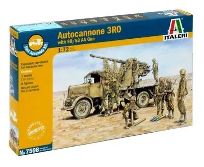 Italeri 7508 1/72 Scale Military Model Kit Lancia Autocannone 3RO W/90/53 AA Gun • $13.90