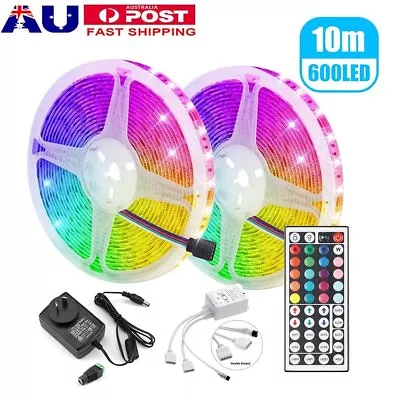 10M 3528 SMD RGB LED Strip Lights+44 Key IR Remote Controller+12V AU Power Kit • $25.64