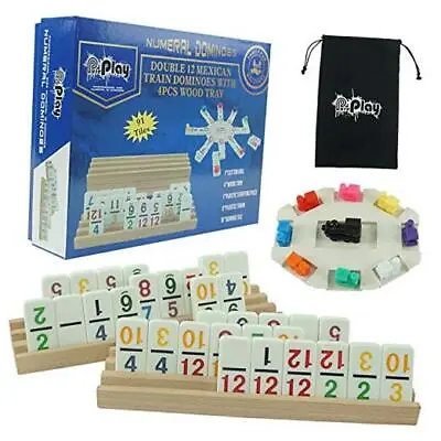  Mexican Train Dominoes Set With Numbers - Double 12 Colored Number Dominoes -  • $44.04