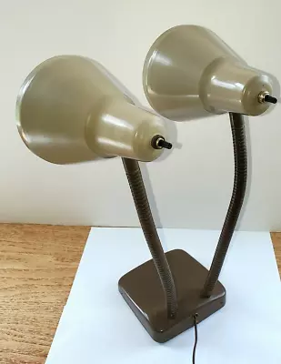 Vintage Retro Double Gooseneck Adjustable Lamp Light...Desk Or Wall Mount..Works • $35