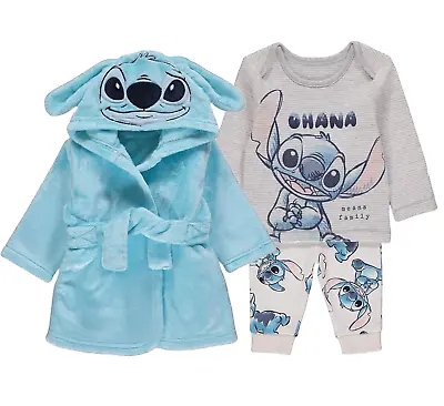 Disney Baby Boys Lilo & Stitch Dressing Gown And Pyjamas 3 Piece Set BNWT • £19.99